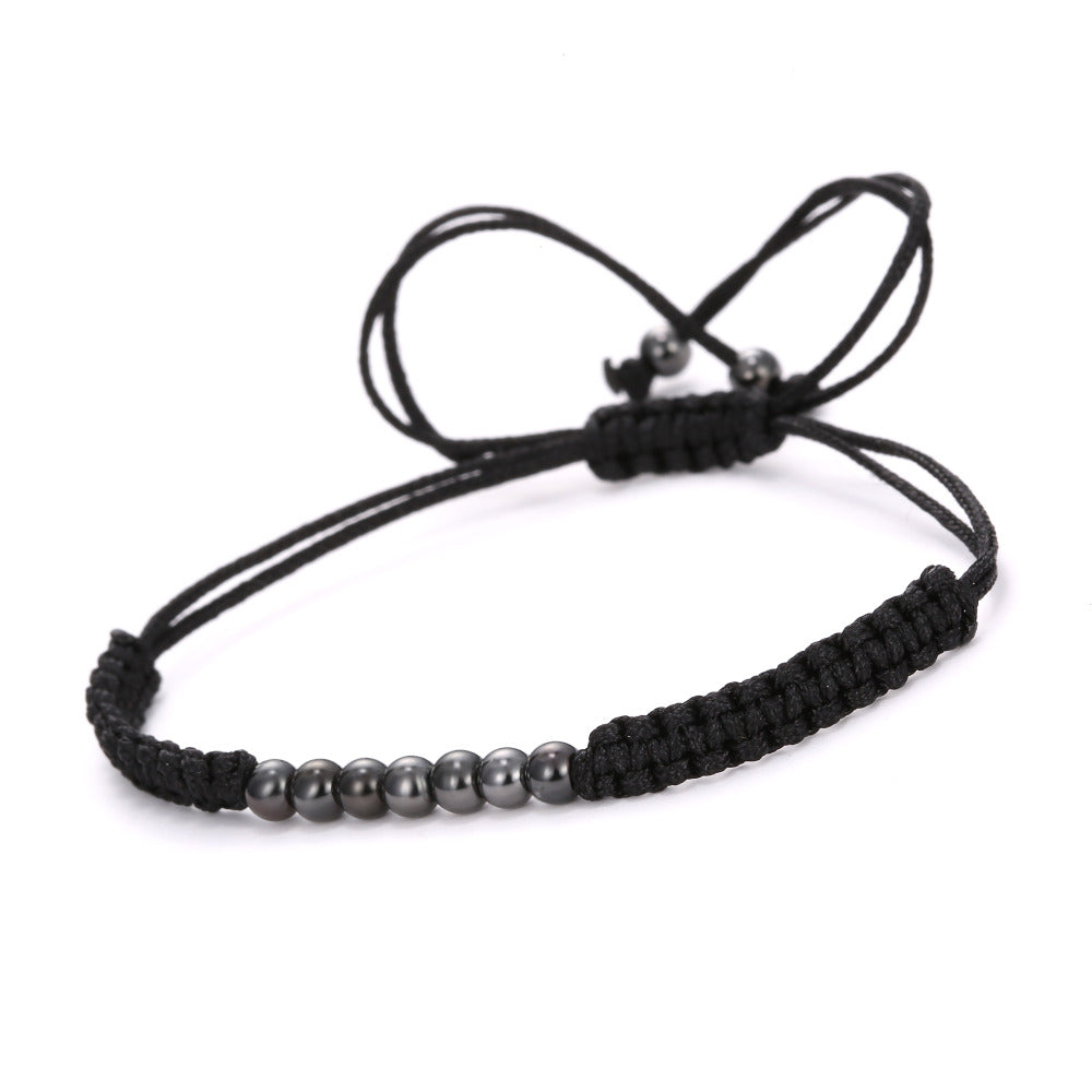 Black Rope Woven Bracelet Beads (Charcoal)